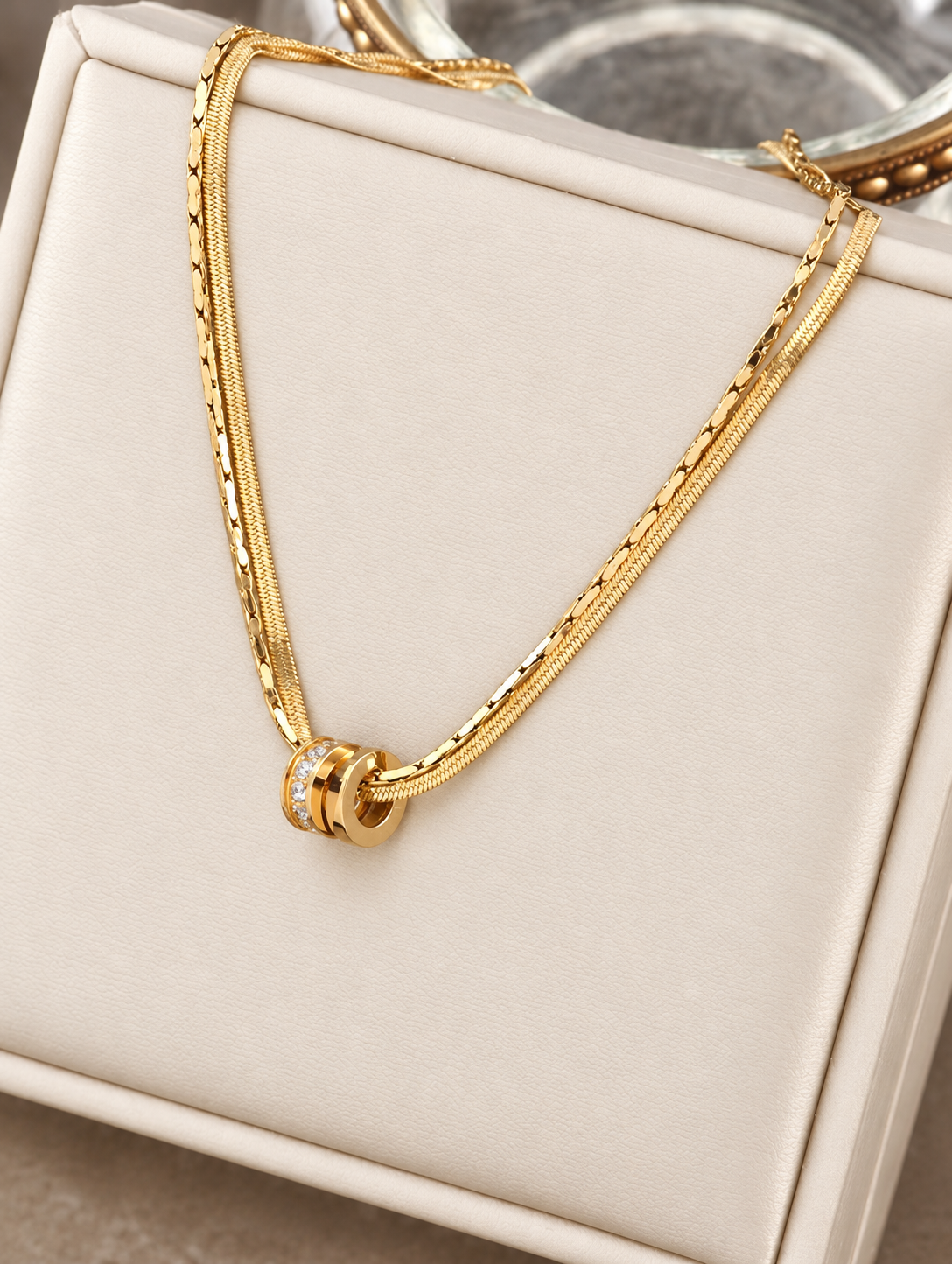 Golden Orbit Double-chain Necklace