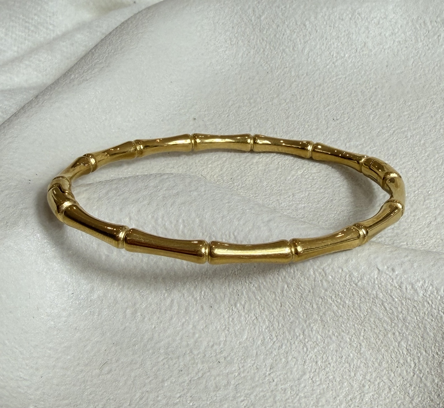 Polished gold-tone segmented bamboo bracelet
